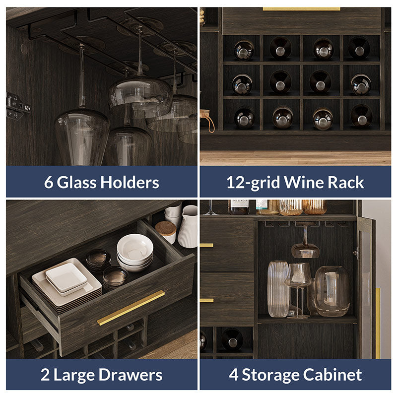 55" Wine Cabinet, Sideboard Buffet with Wine Rack