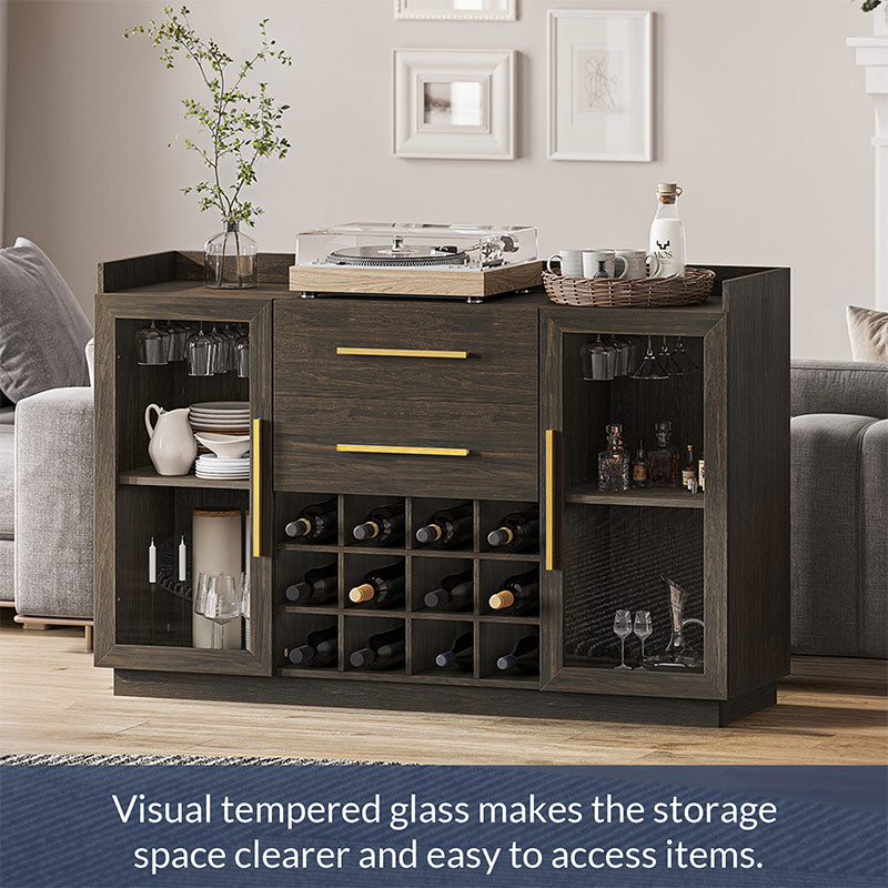 55" Wine Cabinet, Sideboard Buffet with Wine Rack