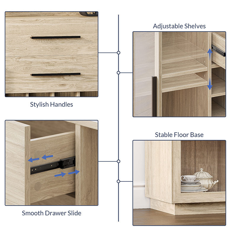55" Wine Cabinet, Sideboard Buffet with Wine Rack