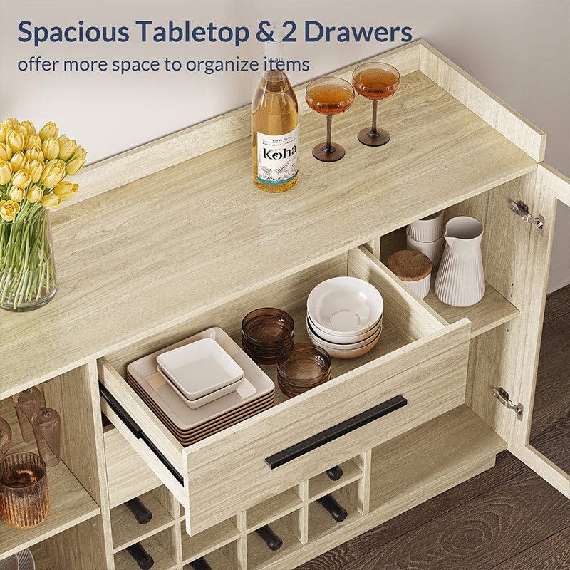 55" Wine Cabinet, Sideboard Buffet with Wine Rack