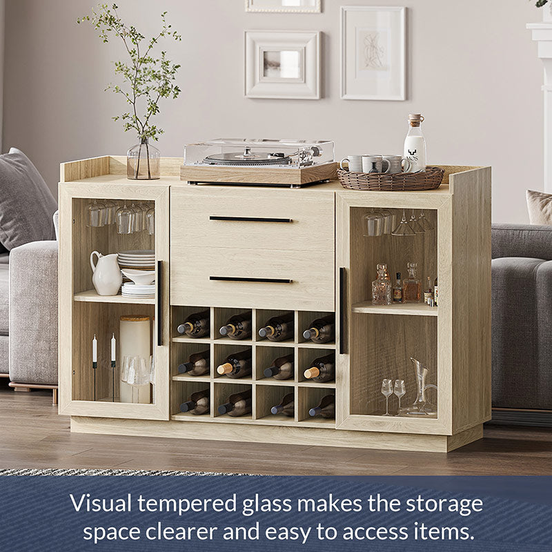 55" Wine Cabinet, Sideboard Buffet with Wine Rack