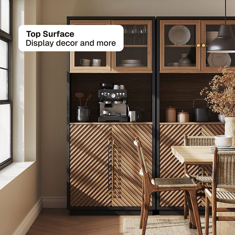 Belleze 69" Tall Kitchen Pantry Cabinet with Hutch