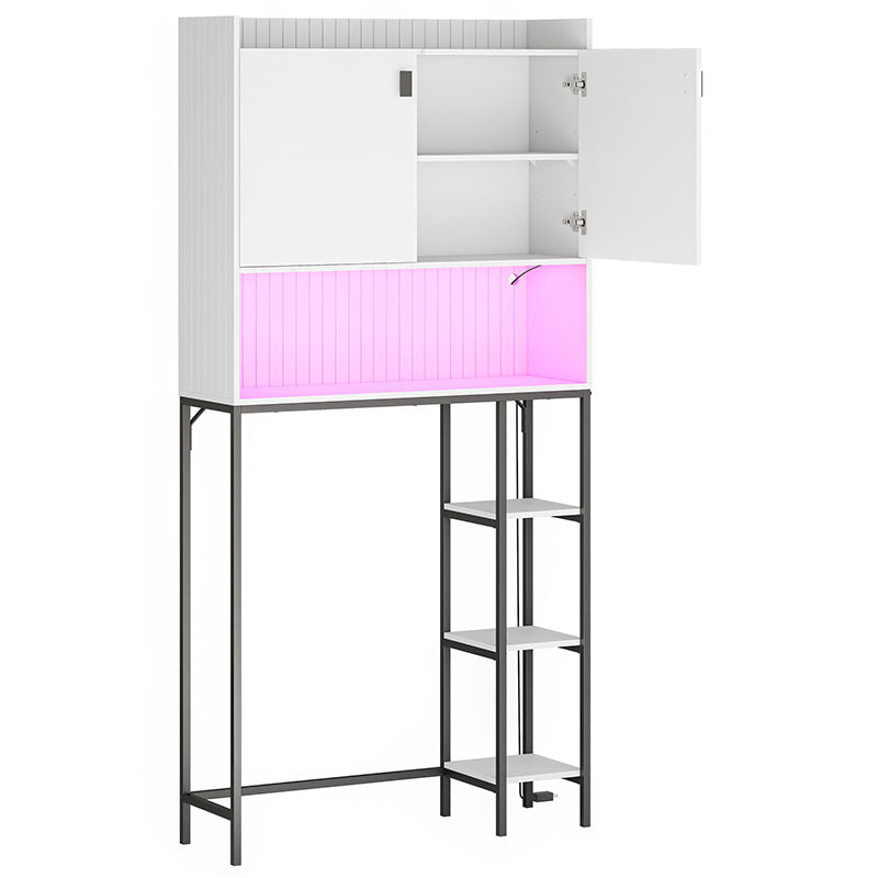 Belleze 64" Tall Over-the-Toilet Storage Cabinet with LED Light and Shelves