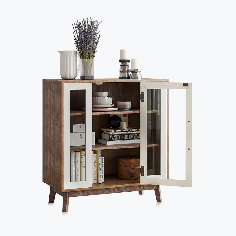 Troy 32" Modern Curio Buffet Cabinet with Glass Doors