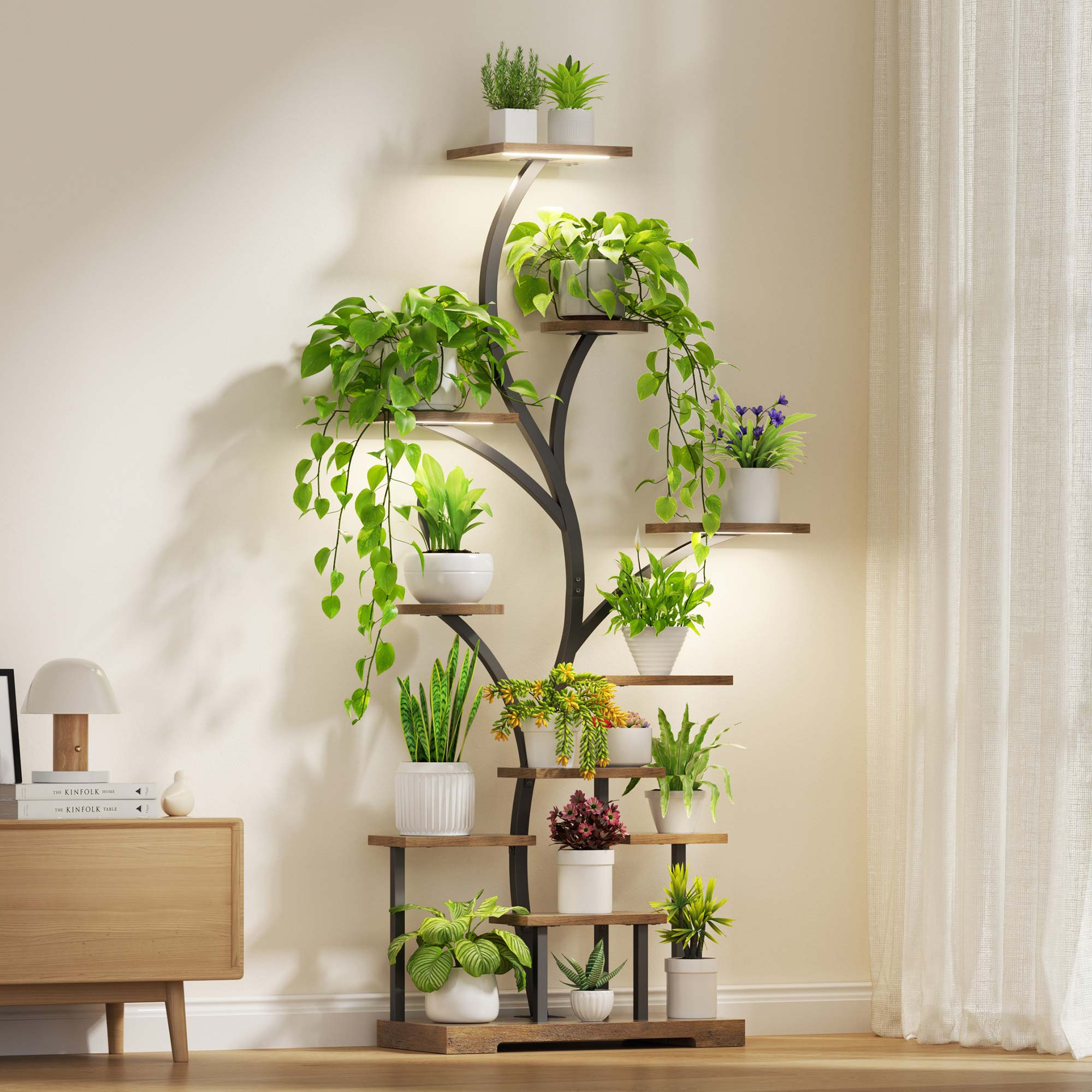 63" Tall Metal Plant Stand With Grow Lights