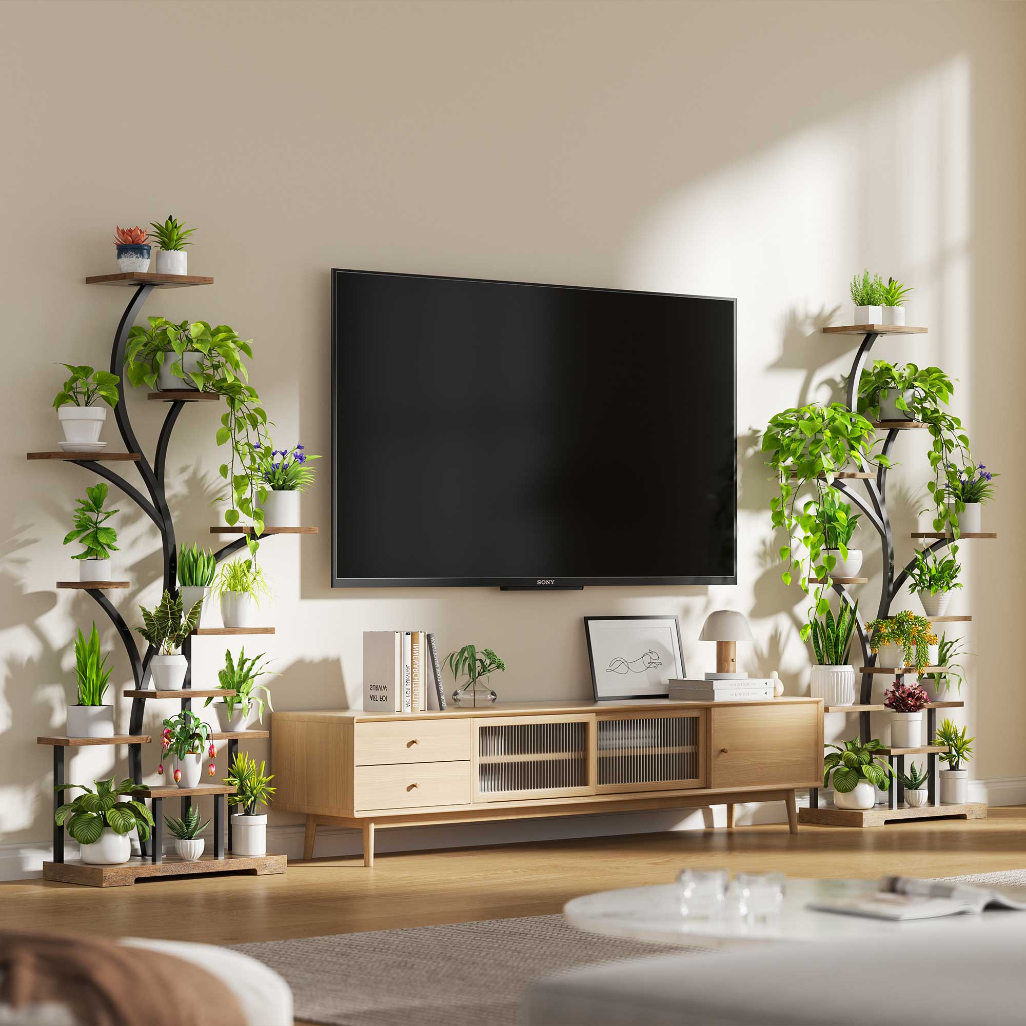 63" Tall Metal Plant Stand With Grow Lights