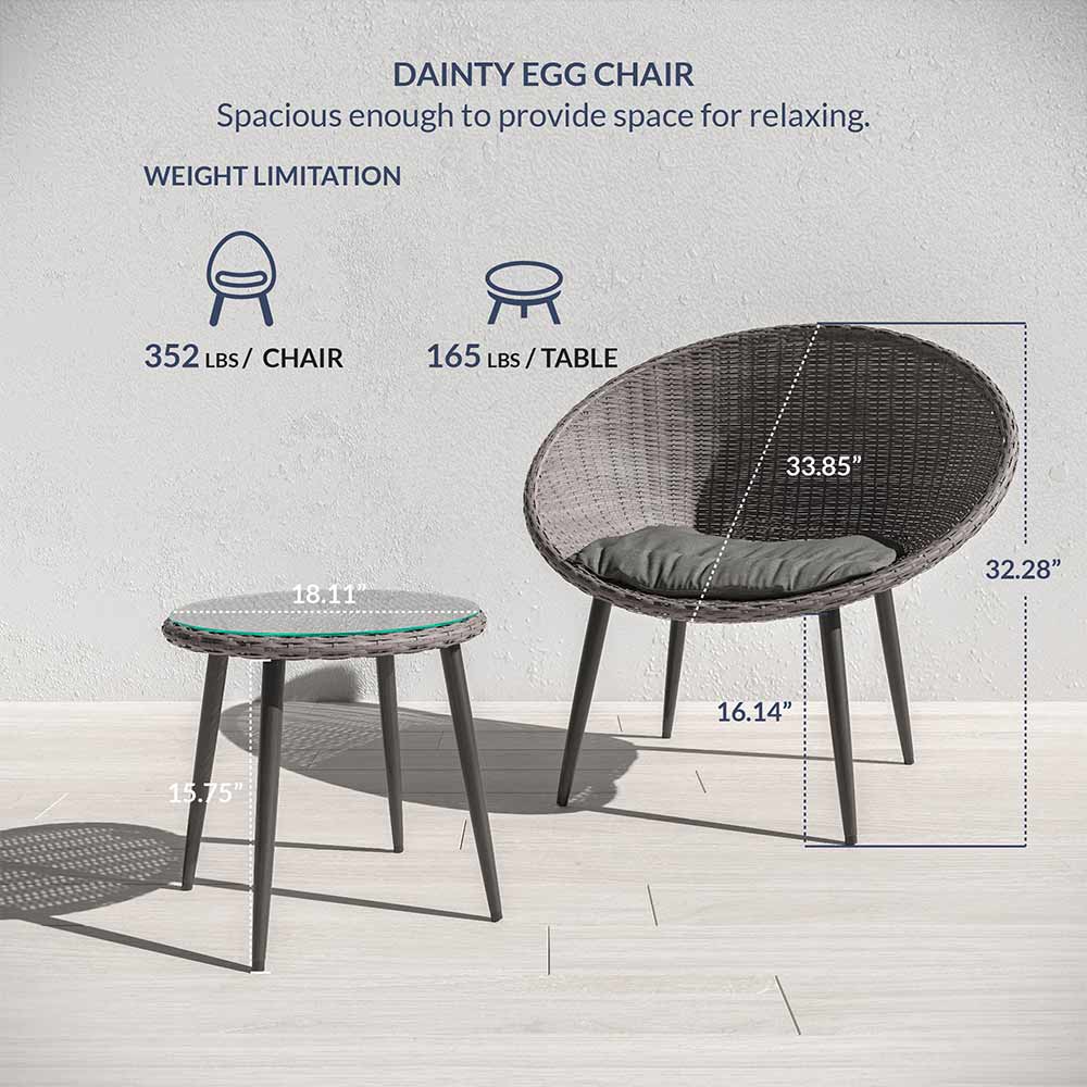 Hitia 3 Piece Patio Bistro Set