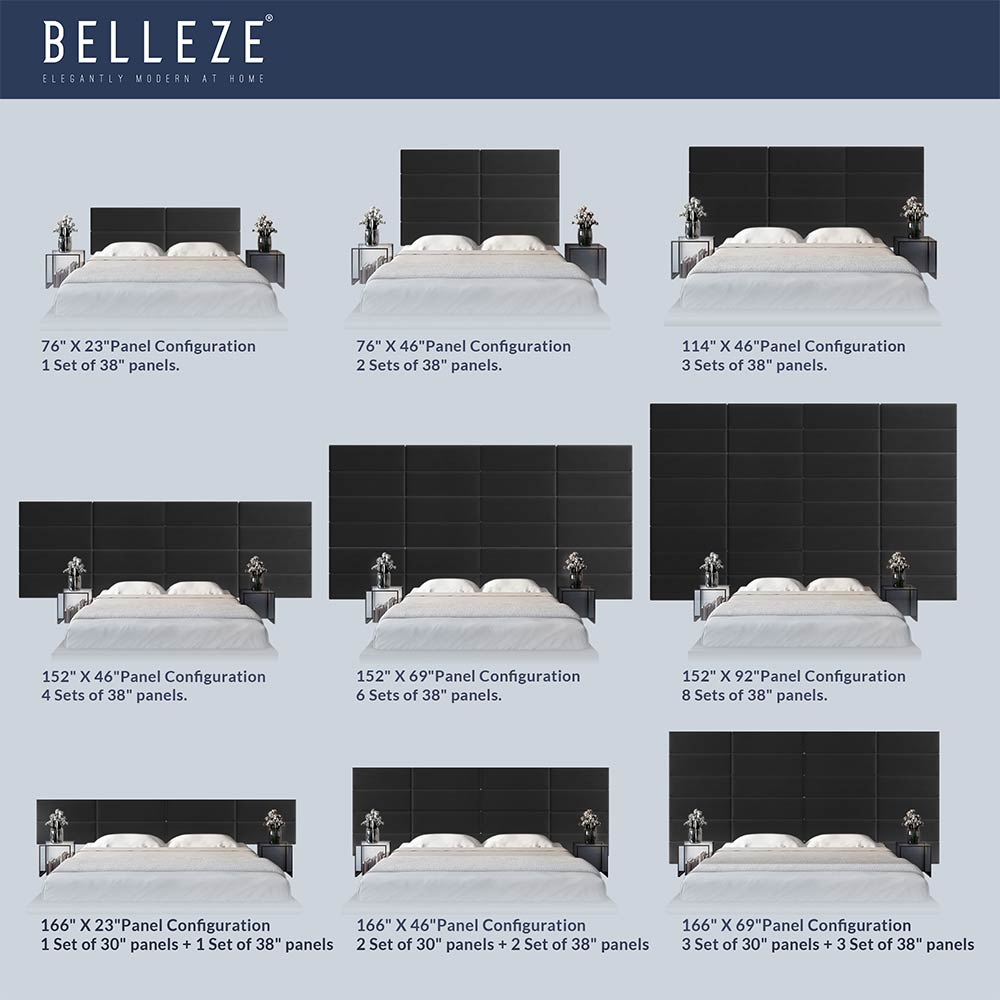 38" x 11.5" Upholstered Wall Mounted Headboard Panels