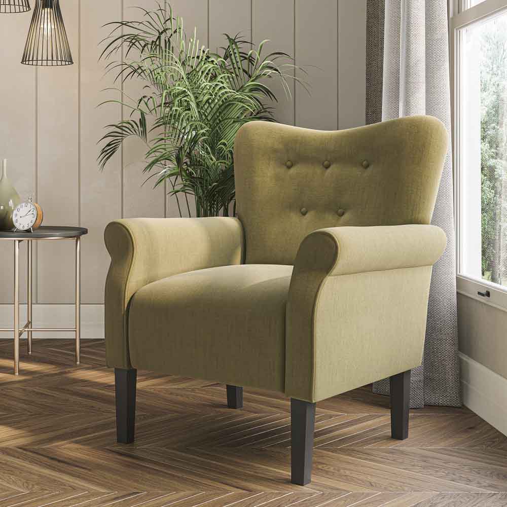 Allston Armchair Floral Design Padded Armrests Dark Wood Legs