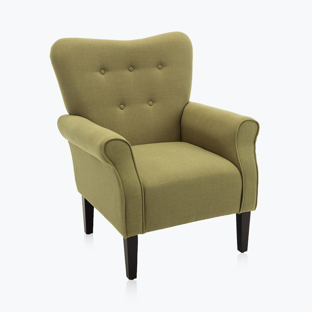 Allston Armchair Floral Design Padded Armrests Dark Wood Legs