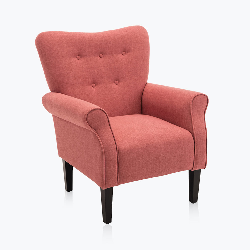 Allston Armchair Floral Design Padded Armrests Dark Wood Legs