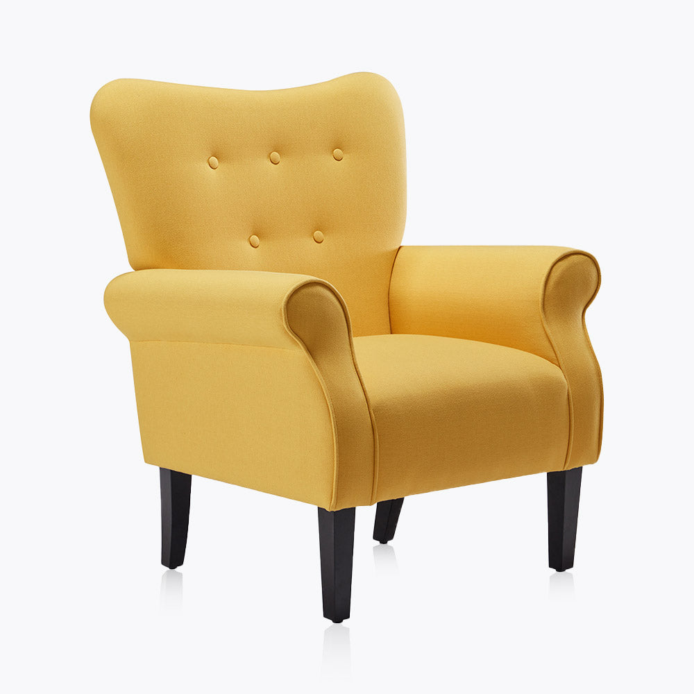 Allston Armchair Floral Design Padded Armrests Dark Wood Legs