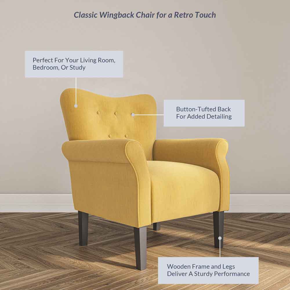 Allston Armchair Floral Design Padded Armrests Dark Wood Legs