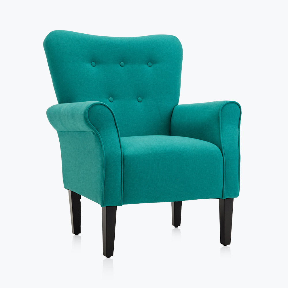 Allston Armchair Floral Design Padded Armrests Dark Wood Legs