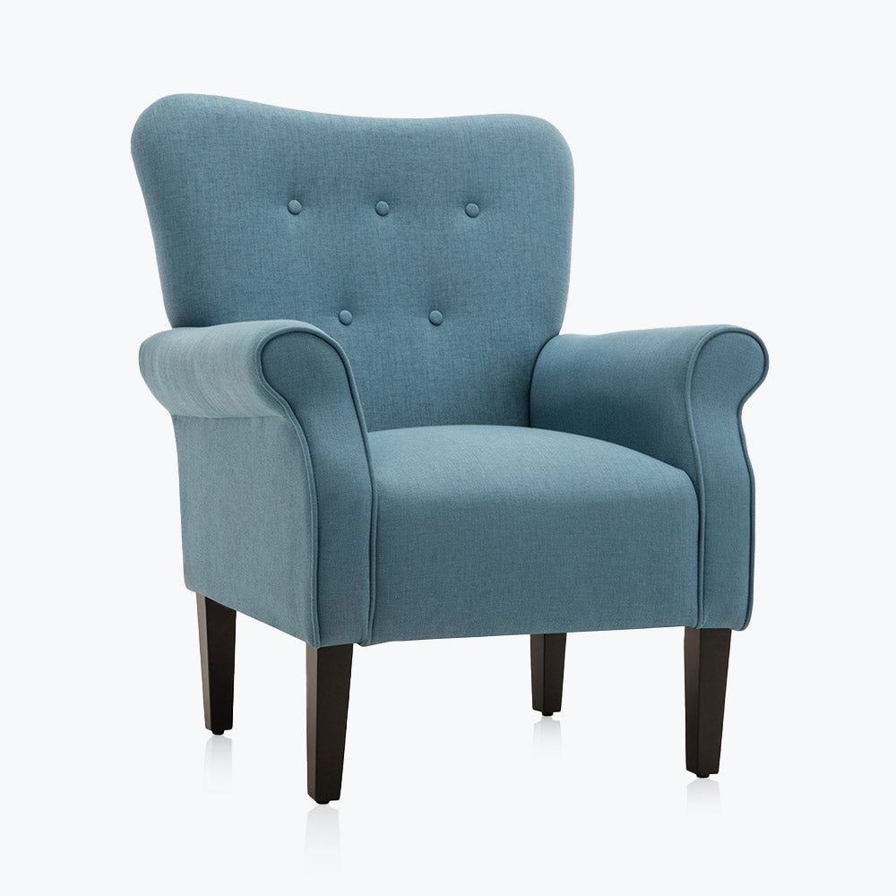 Allston Armchair Floral Design Padded Armrests Dark Wood Legs