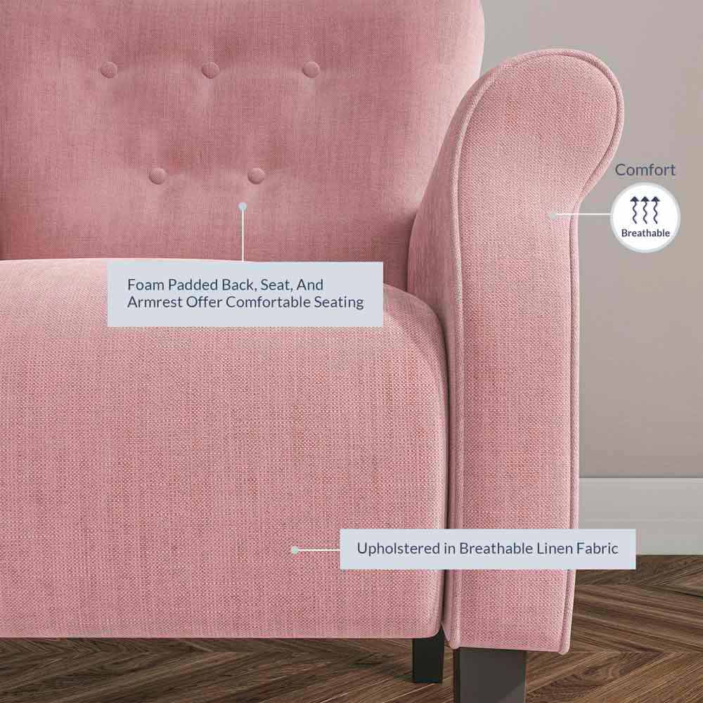 Allston Armchair Floral Design Padded Armrests Dark Wood Legs