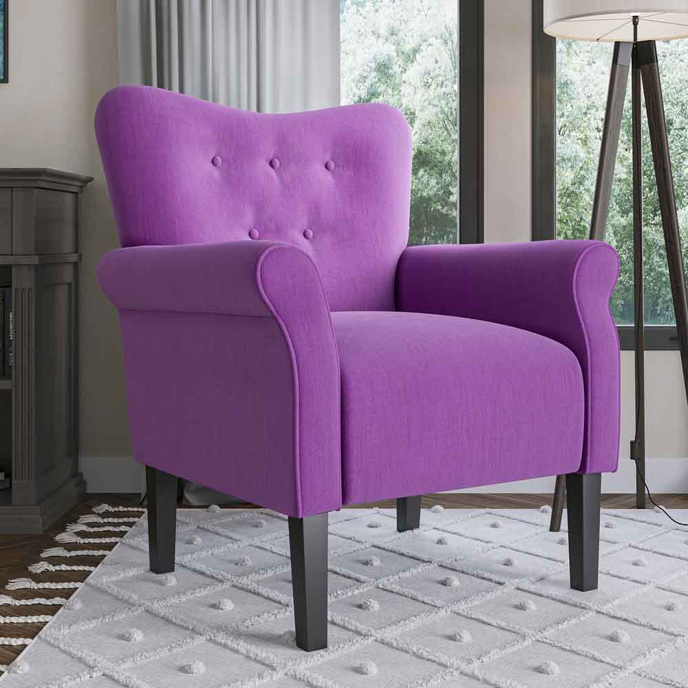 Allston Armchair Floral Design Padded Armrests Dark Wood Legs
