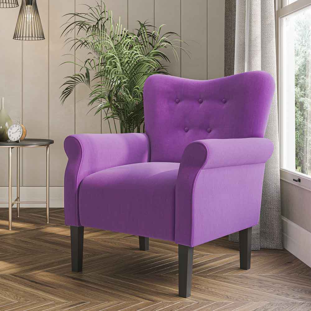 Allston Armchair Floral Design Padded Armrests Dark Wood Legs