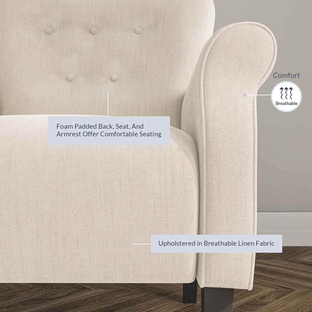 Allston Armchair Floral Design Padded Armrests Dark Wood Legs