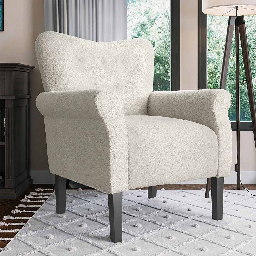 Allston Armchair Floral Design Padded Armrests Dark Wood Legs
