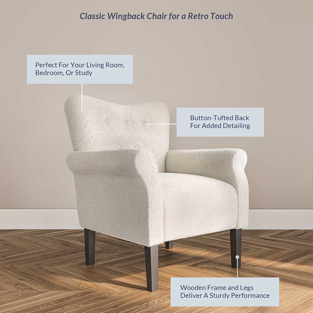 Allston Armchair Floral Design Padded Armrests Dark Wood Legs