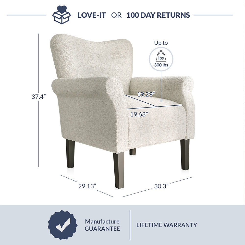 Allston Armchair Floral Design Padded Armrests Dark Wood Legs