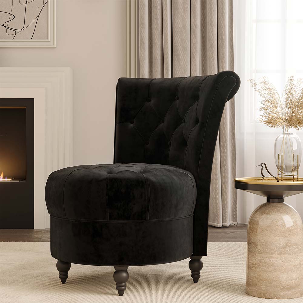 Malik Tufted Velvet Slipper Accent Chair
