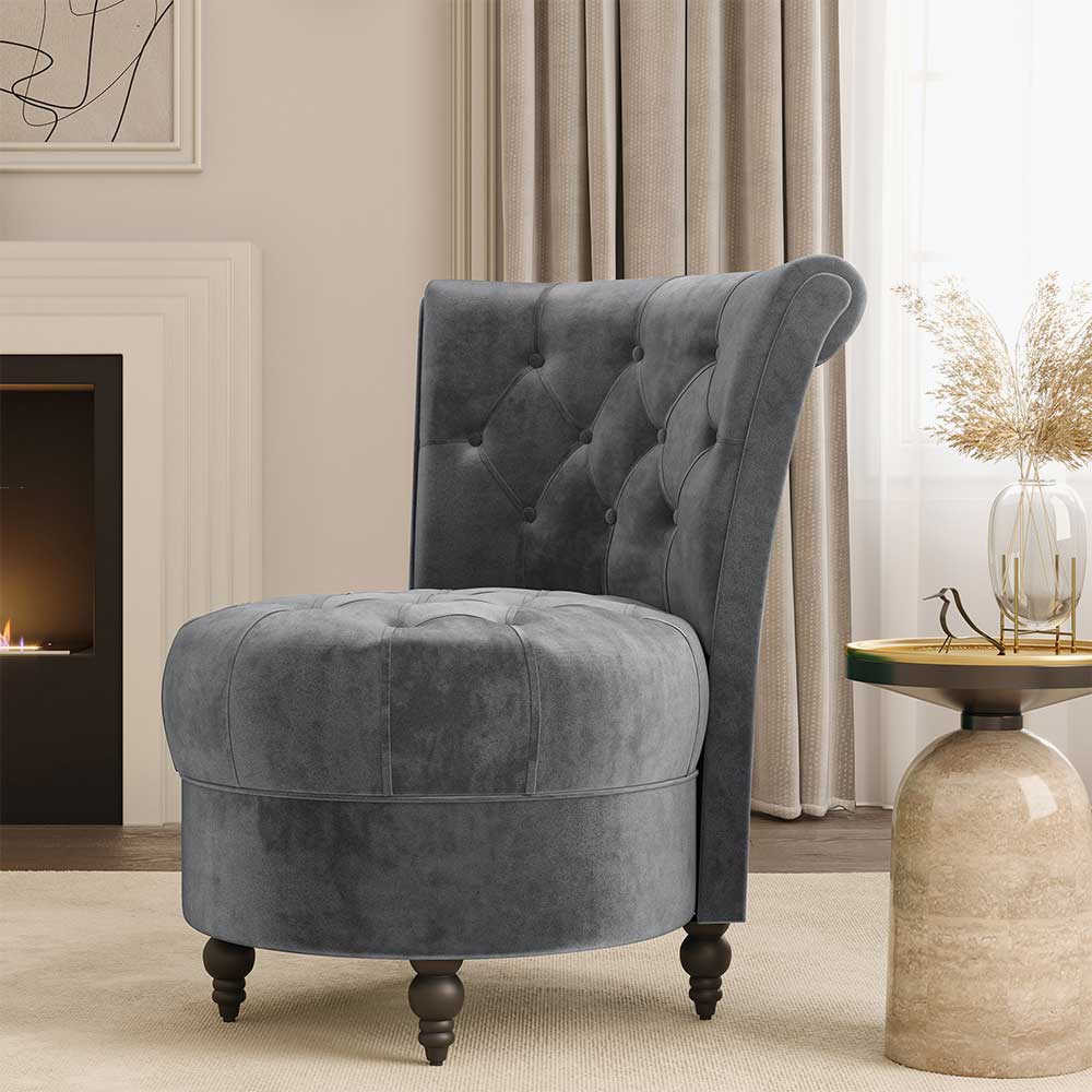 Malik Tufted Velvet Slipper Accent Chair