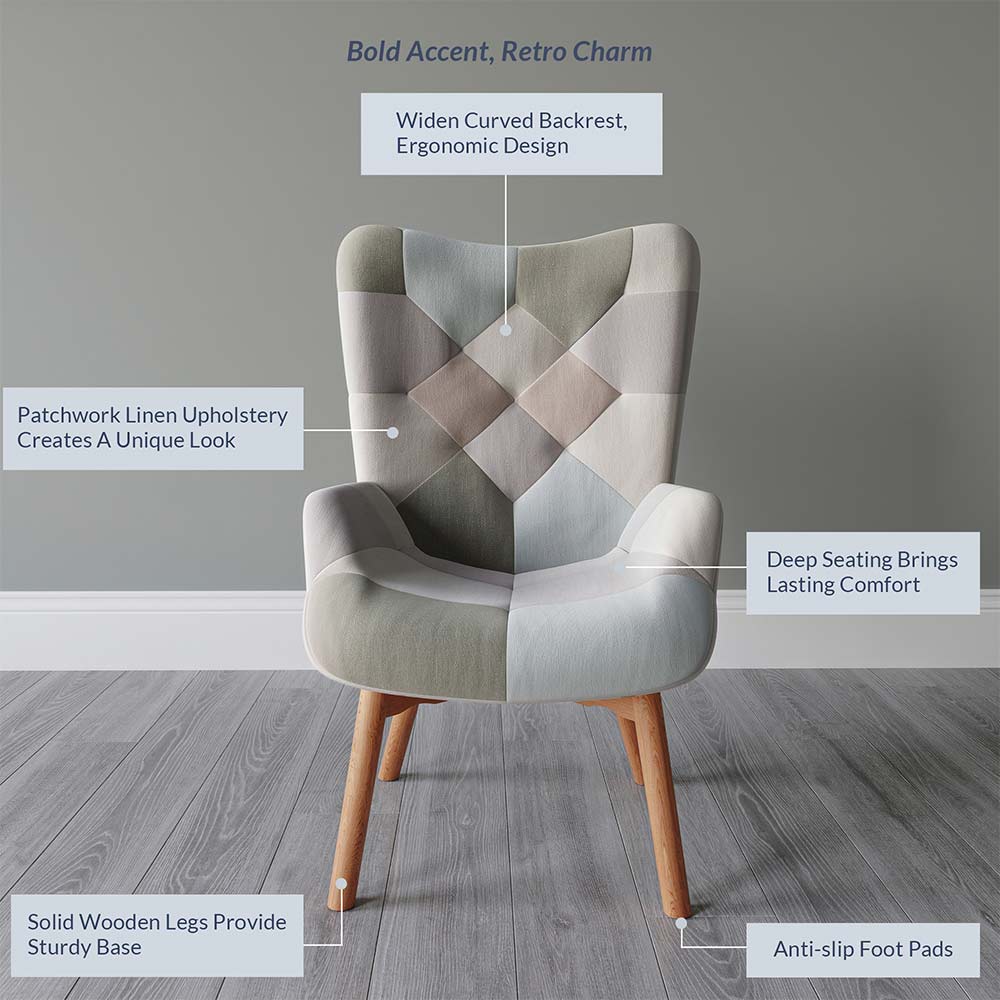 Paramount High Back Mid Century Modern Accent Chair