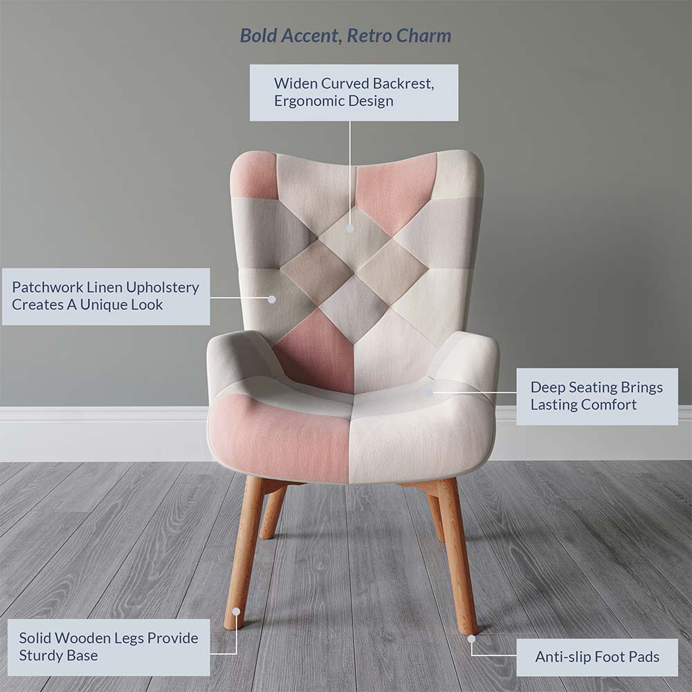 Paramount High Back Mid Century Modern Accent Chair