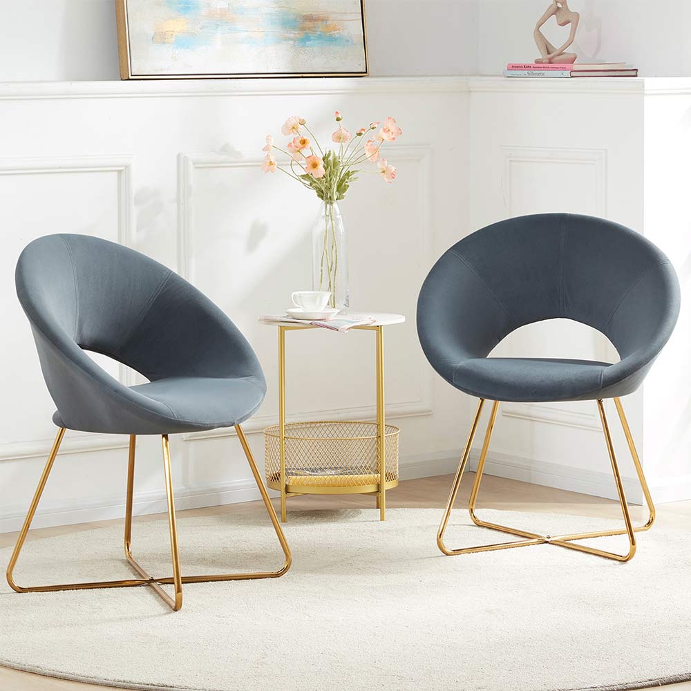 Ezra Modern Velvet Accent Chair with Gold Metal Legs