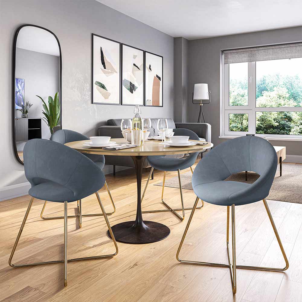 Ezra Modern Velvet Accent Chair with Gold Metal Legs