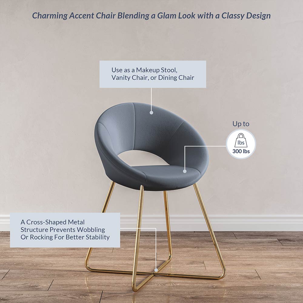 Ezra Modern Velvet Accent Chair with Gold Metal Legs