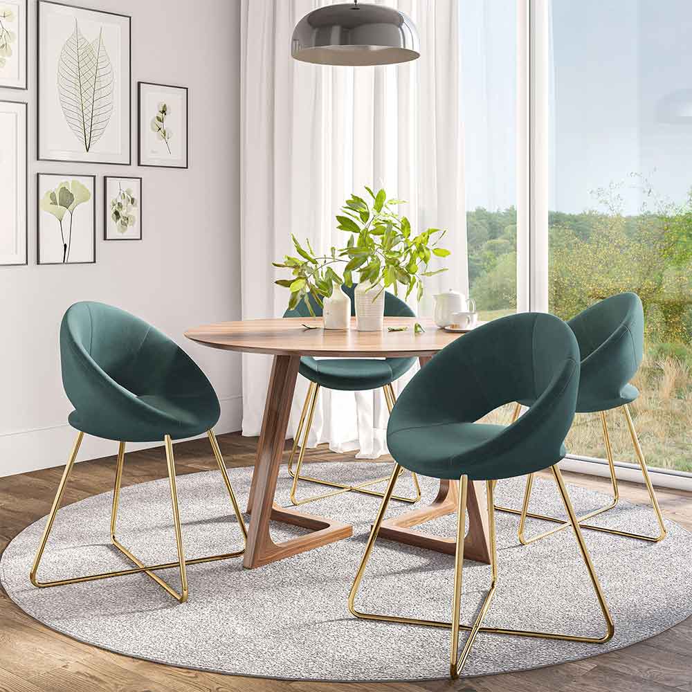 Ezra Modern Velvet Accent Chair with Gold Metal Legs