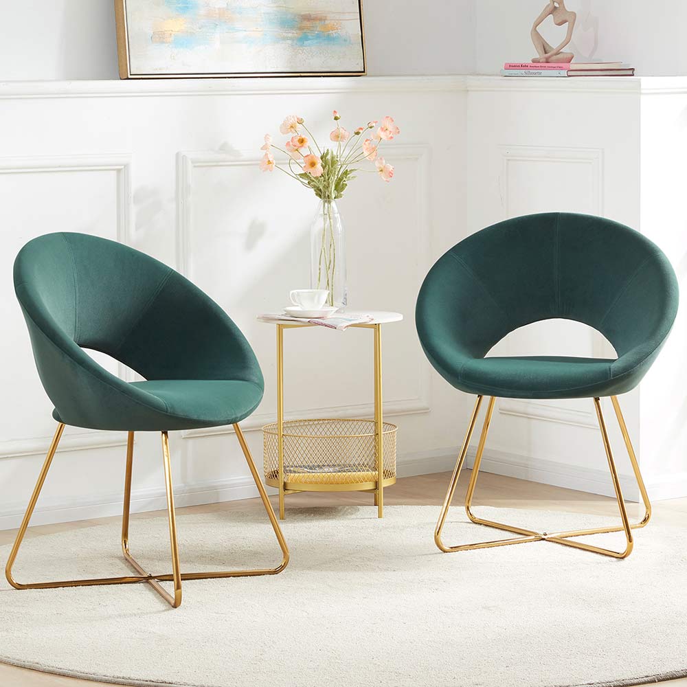 Ezra Modern Velvet Accent Chair with Gold Metal Legs