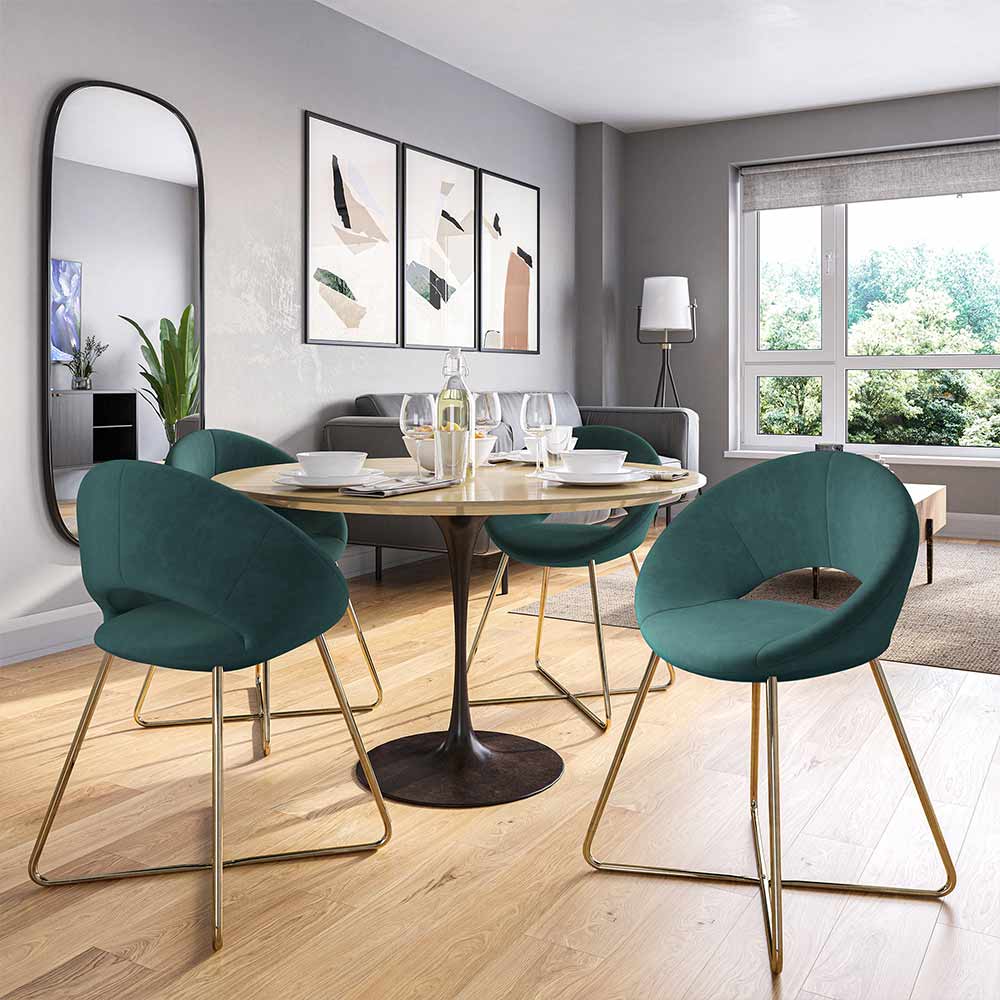 Ezra Modern Velvet Accent Chair with Gold Metal Legs