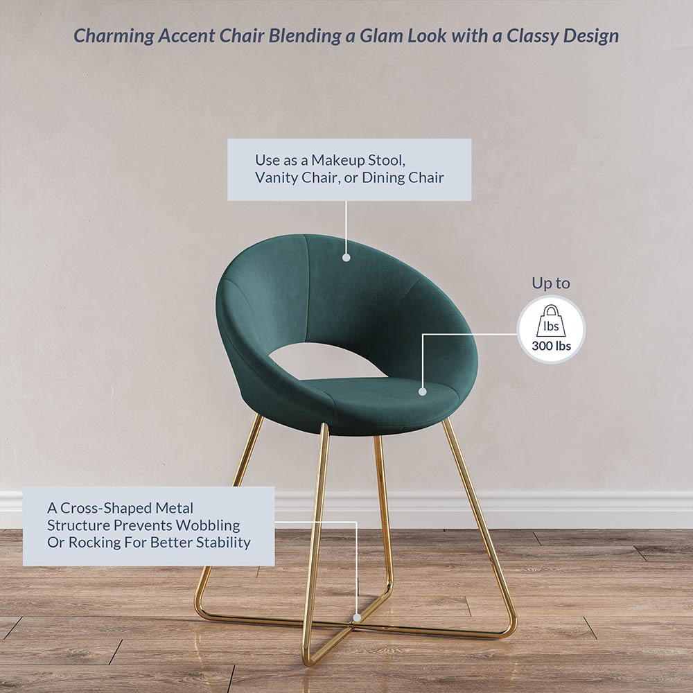 Ezra Modern Velvet Accent Chair with Gold Metal Legs