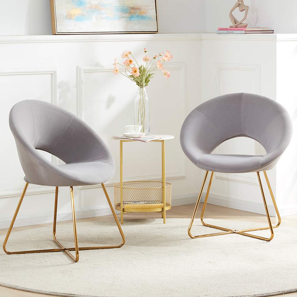 Ezra Modern Velvet Accent Chair with Gold Metal Legs