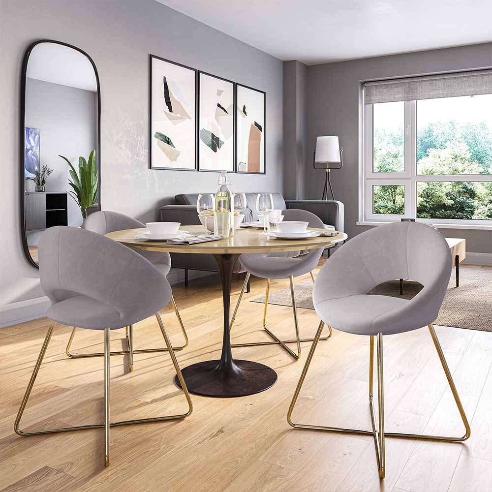 Ezra Modern Velvet Accent Chair with Gold Metal Legs