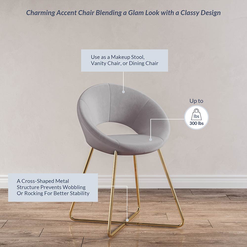 Ezra Modern Velvet Accent Chair with Gold Metal Legs