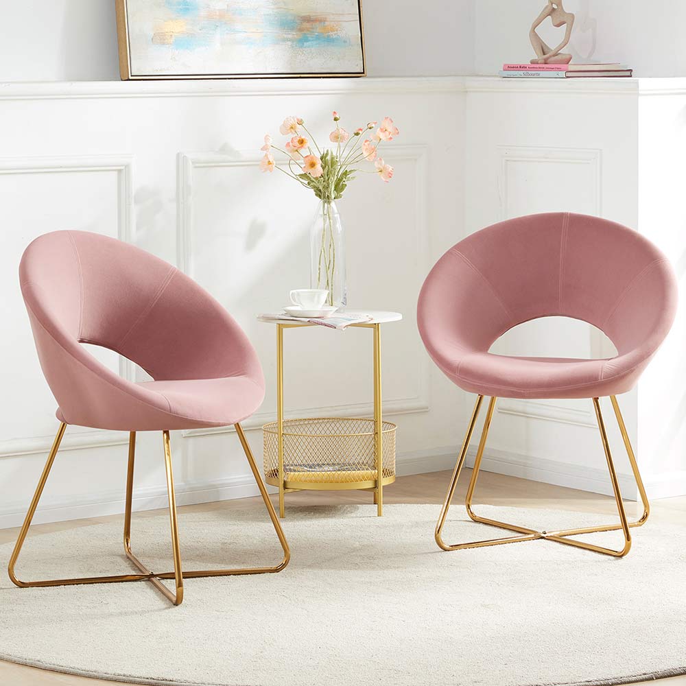 Ezra Modern Velvet Accent Chair with Gold Metal Legs