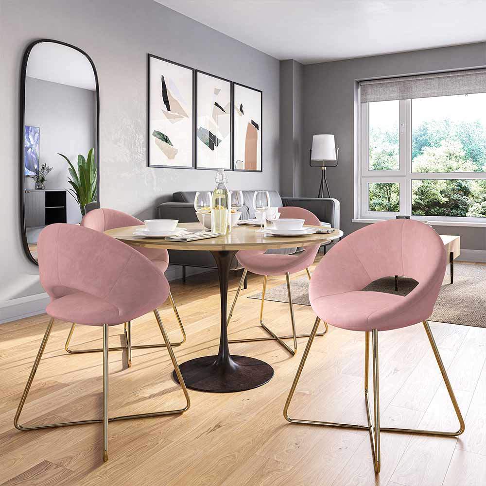 Ezra Modern Velvet Accent Chair with Gold Metal Legs