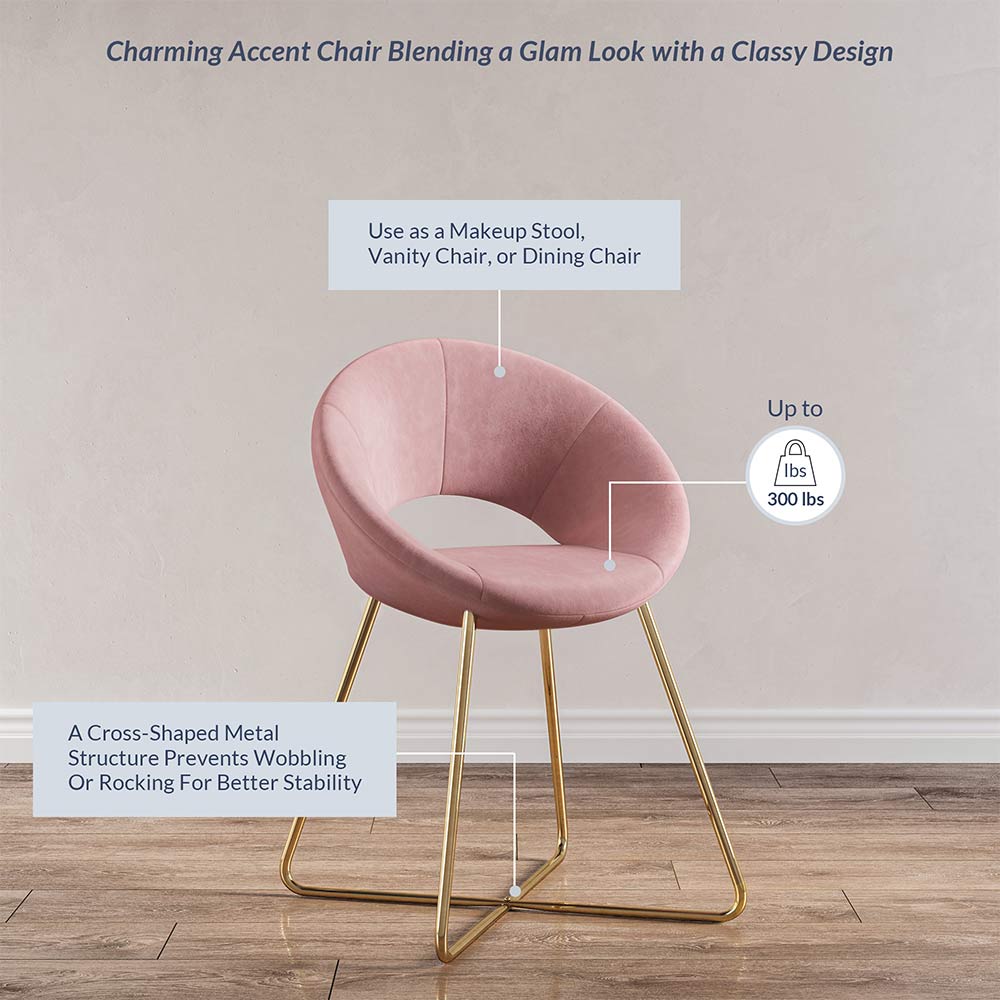 Ezra Modern Velvet Accent Chair with Gold Metal Legs