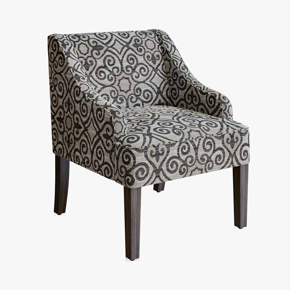 Kira Linen Accent Armchair with Modern Geometric Pattern