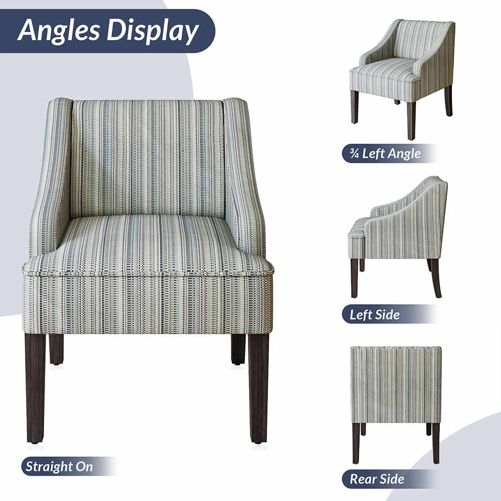 Kira Linen Accent Armchair with Modern Geometric Pattern