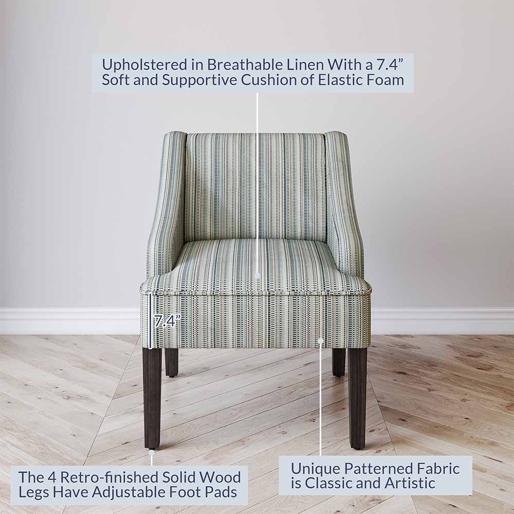 Kira Linen Accent Armchair with Modern Geometric Pattern