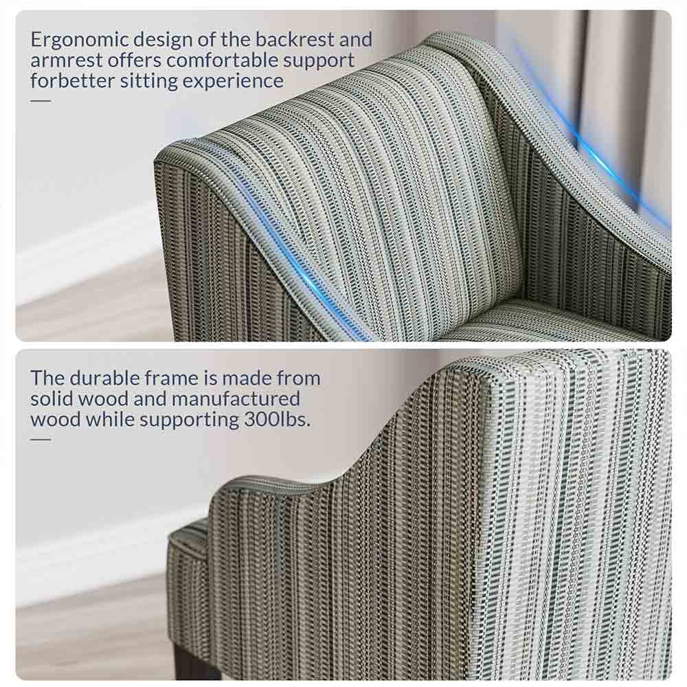 Kira Linen Accent Armchair with Modern Geometric Pattern