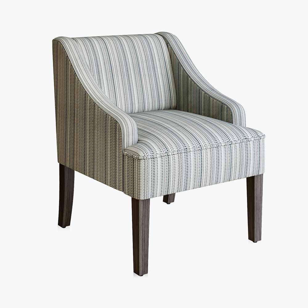 Kira Linen Accent Armchair with Modern Geometric Pattern