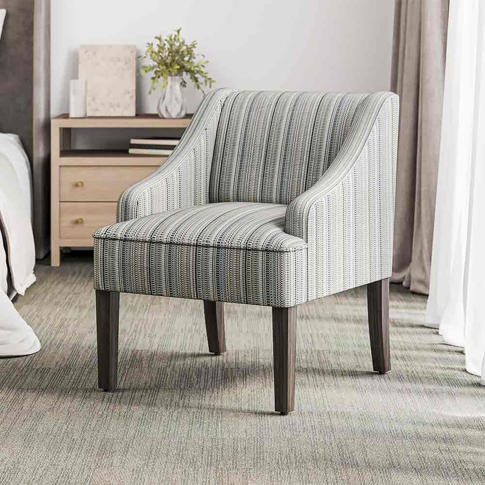 Kira Linen Accent Armchair with Modern Geometric Pattern