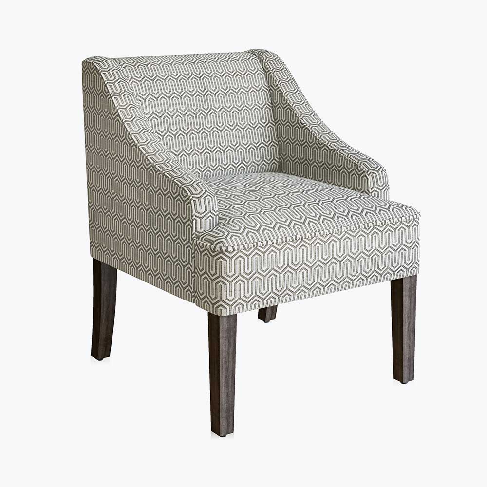 Kira Linen Accent Armchair with Modern Geometric Pattern